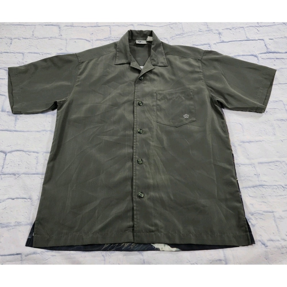 Rietveld USA MENS SIZE M Shirt Green Button Up Surfing Whale Moby Dick